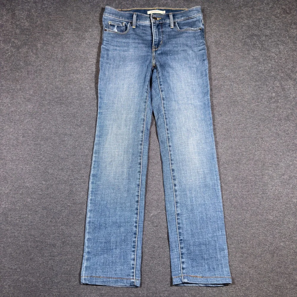 Levi's 312 Shaping Slim Jeans Women 26 Blue Denim Mid Rise Stretch Casual Mom - Picture 1 of 9